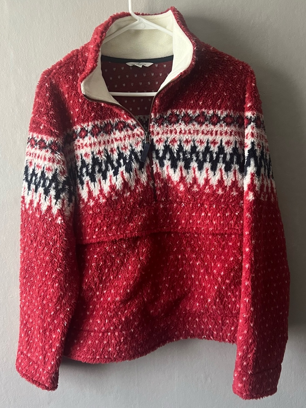 L.L.Bean Signature Fleece Fair Isle 1/4 Zip Sweater Size Medium